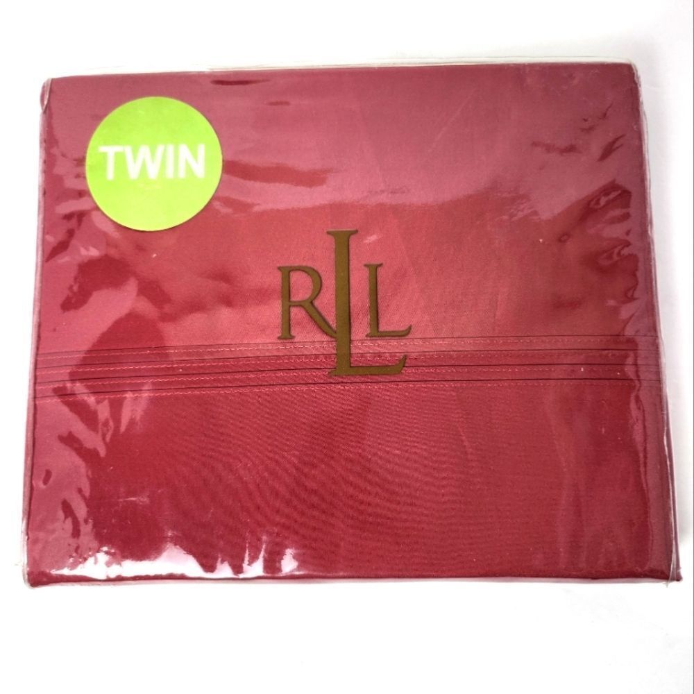 Lauren Ralph LaurenTwin Flat Sheet 400 TC 100% Supima Cotton Addison StamfordRed